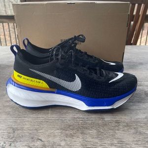 Size 12 - Nike ZoomX Invincible Run Flyknit 3 Low Black Racer Blue New